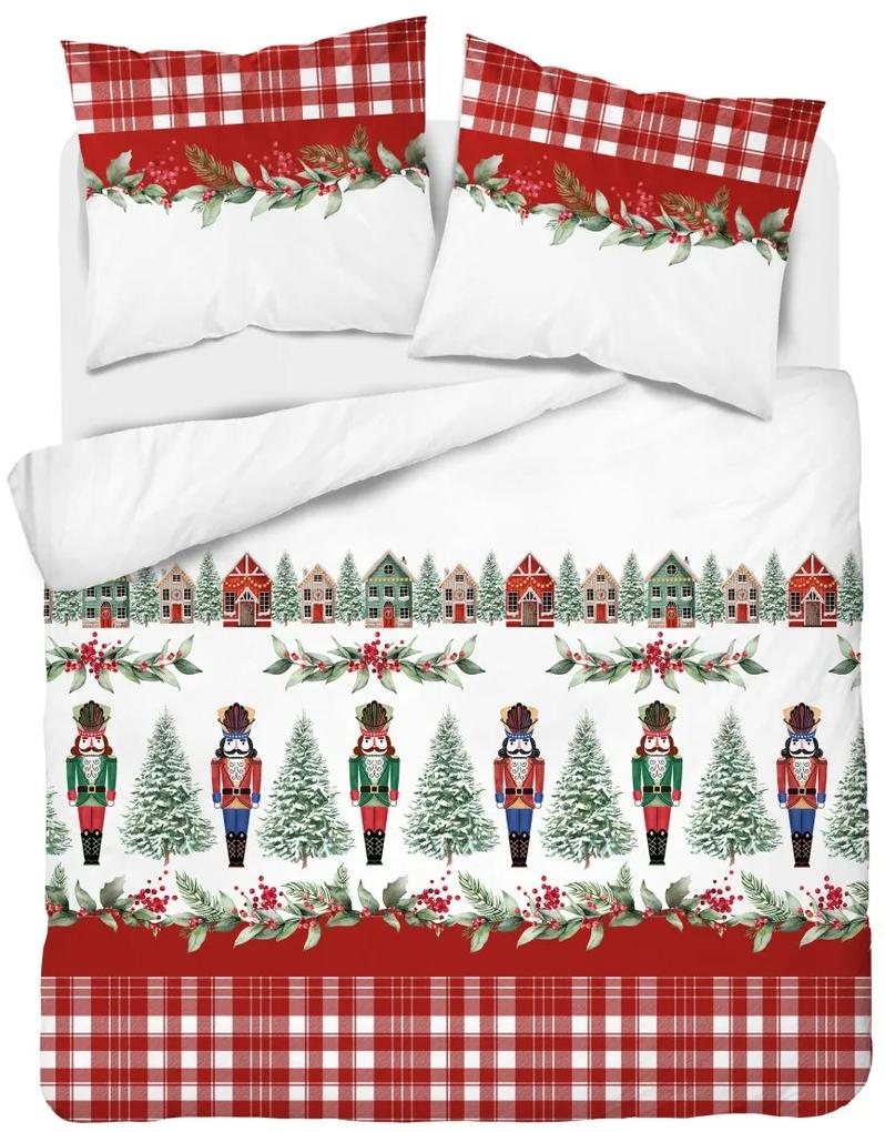 Vianočné posteľné obliečky červené s Luskáčikom