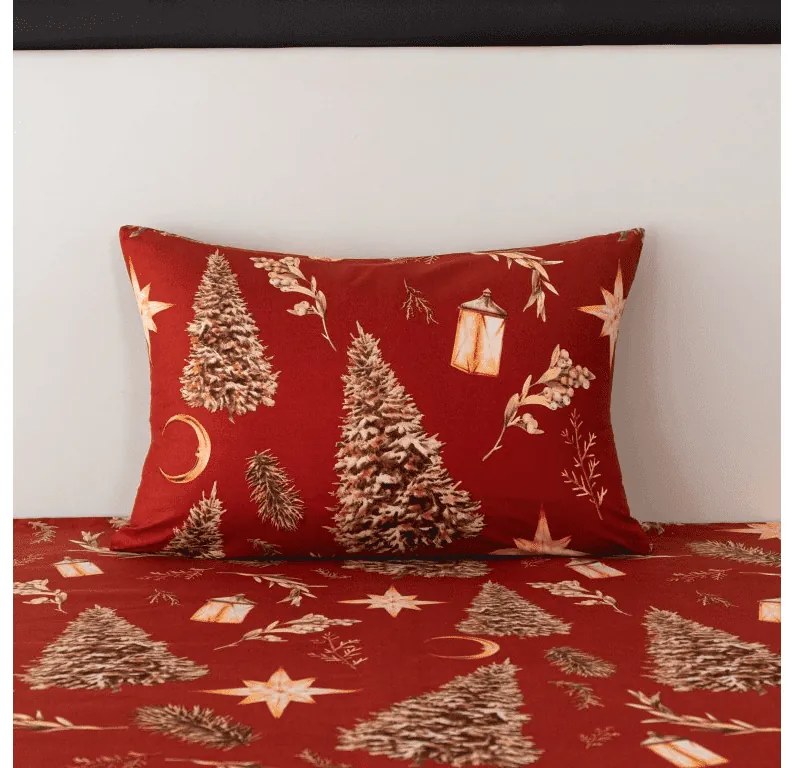 Obliečka na vankúš z mikrovlákna GOLD CHRISTMAS 50x70 cm, červená