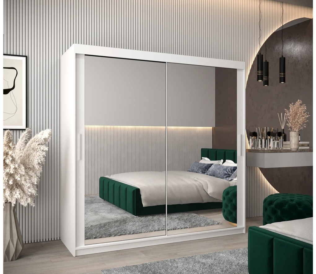 Šatníková skriňa 200 cm Toki 3 (Biela matná + Biela matná). Akcia -20%. Vlastná spoľahlivá doprava až k Vám domov. 1065097