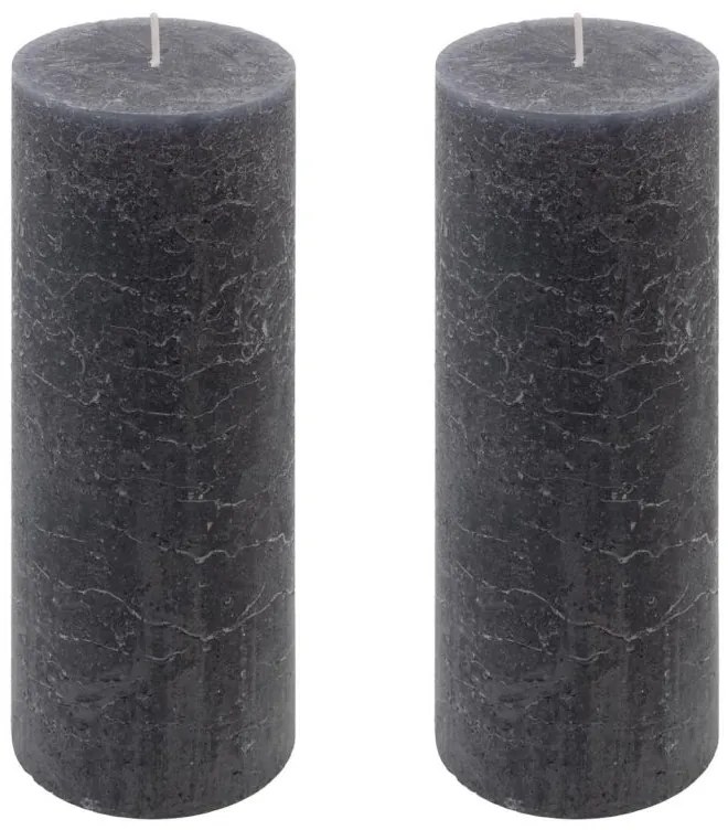 Antracit parafínová sviečka rustikálna 20 cm, 90 h, sada 2ks