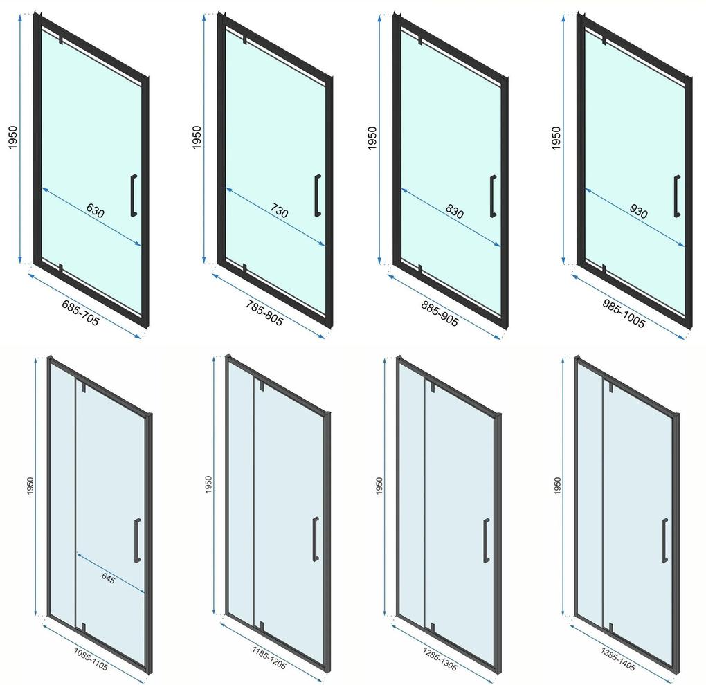 Rea Rapid Swing, 3-stenový sprchovací kút 120 (dvere) x 90 (stena) x 195 cm, 6mm číre sklo, čierny profil, KPL-009962
