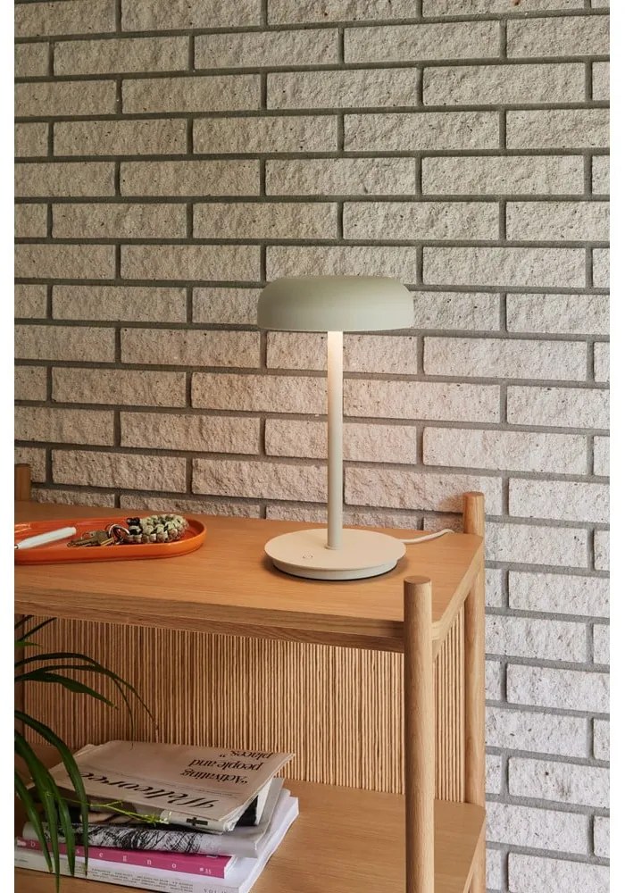 Krémová LED stmievateľná stolová lampa (výška 37 cm) Velo – Hübsch