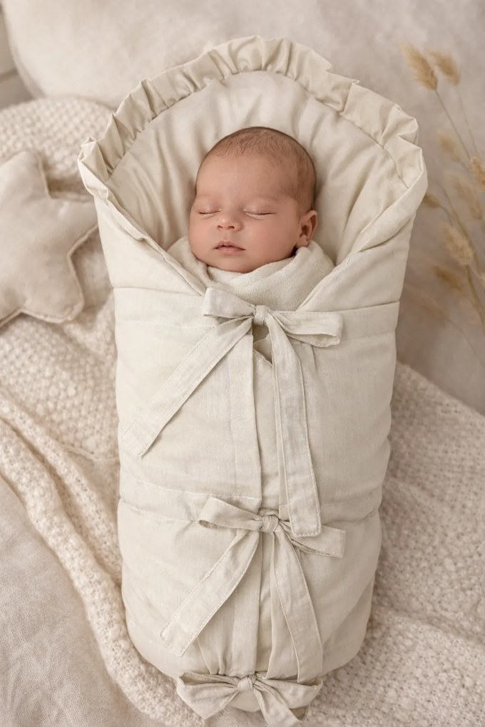 INTERMEDIC SK Obliečka na zavinovačku Béžová s volánikom Veľkosť: 37x120 cm