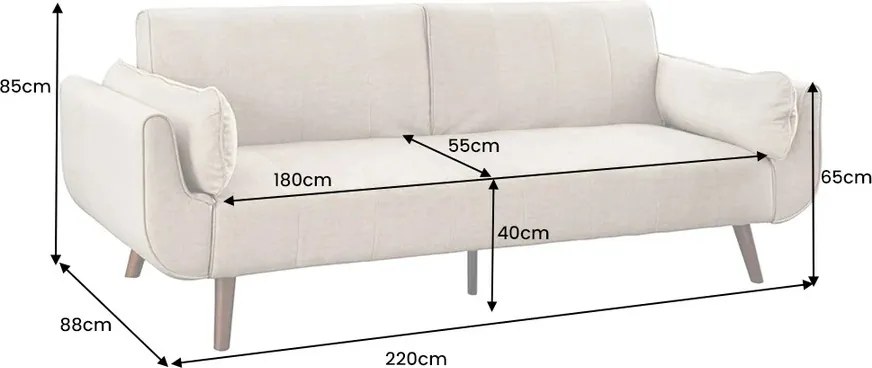 Dizajnová rozkladacia pohovka Amiyah 220 cm šampanský zamat