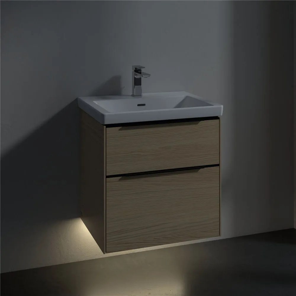 VILLEROY &amp; BOCH Subway 3.0 závesná skrinka pod umývadlo, 2 zásuvky, s LED osvetlením, 572 x 478 x 429 mm, Nordic Oak, C578L1VJ