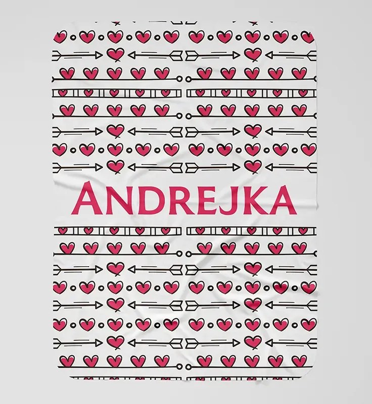 interesi Deka s ružovými srdiečkami a menom