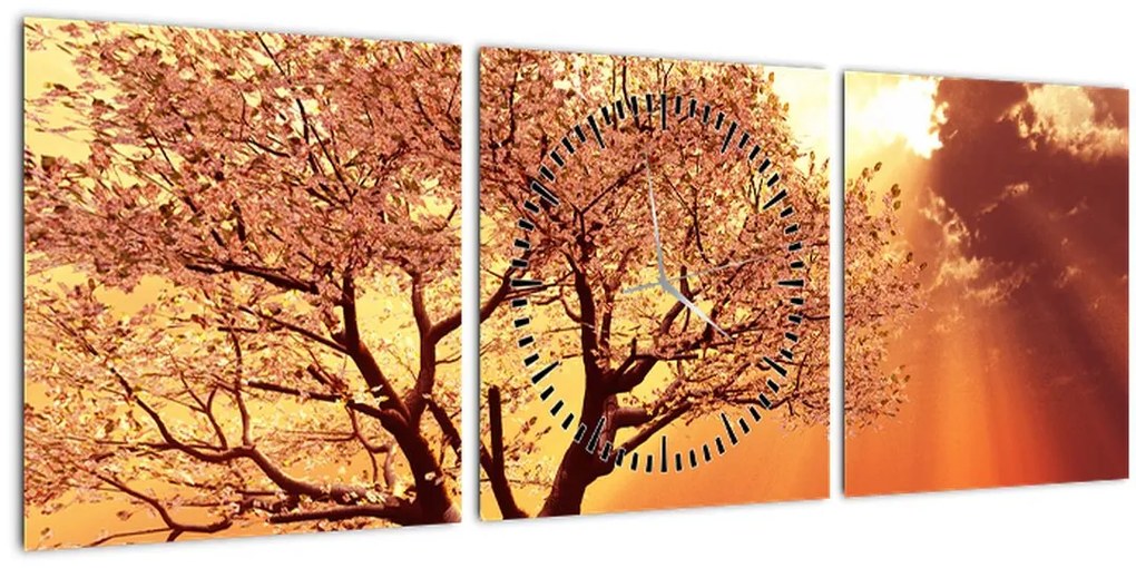 Obraz lúčov Boha (s hodinami) (90x30 cm)