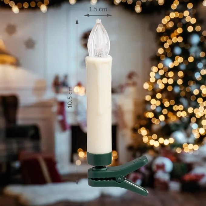 LED sviečky na vianočný stromček, teplá biela 20ks, vrátane batérií