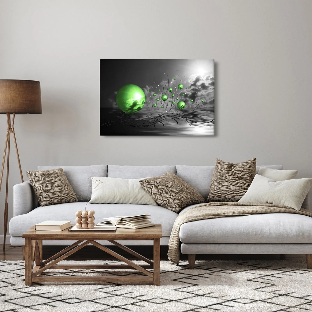 Obraz zelených abstraktných gulí (90x60 cm)