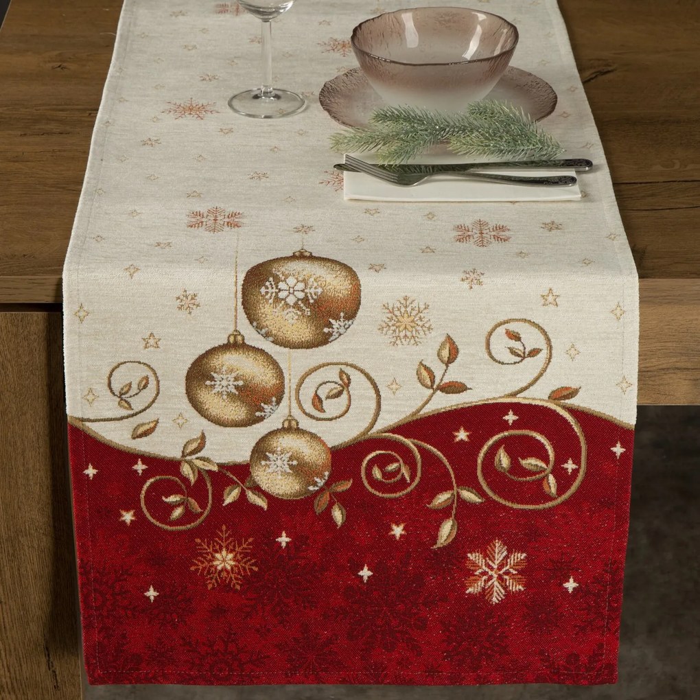 VIANOČNÝ GOBELÍNOVÝ BEHÚŇ NA STÔL MERRY1 40X100 CM VZOROVANÁ