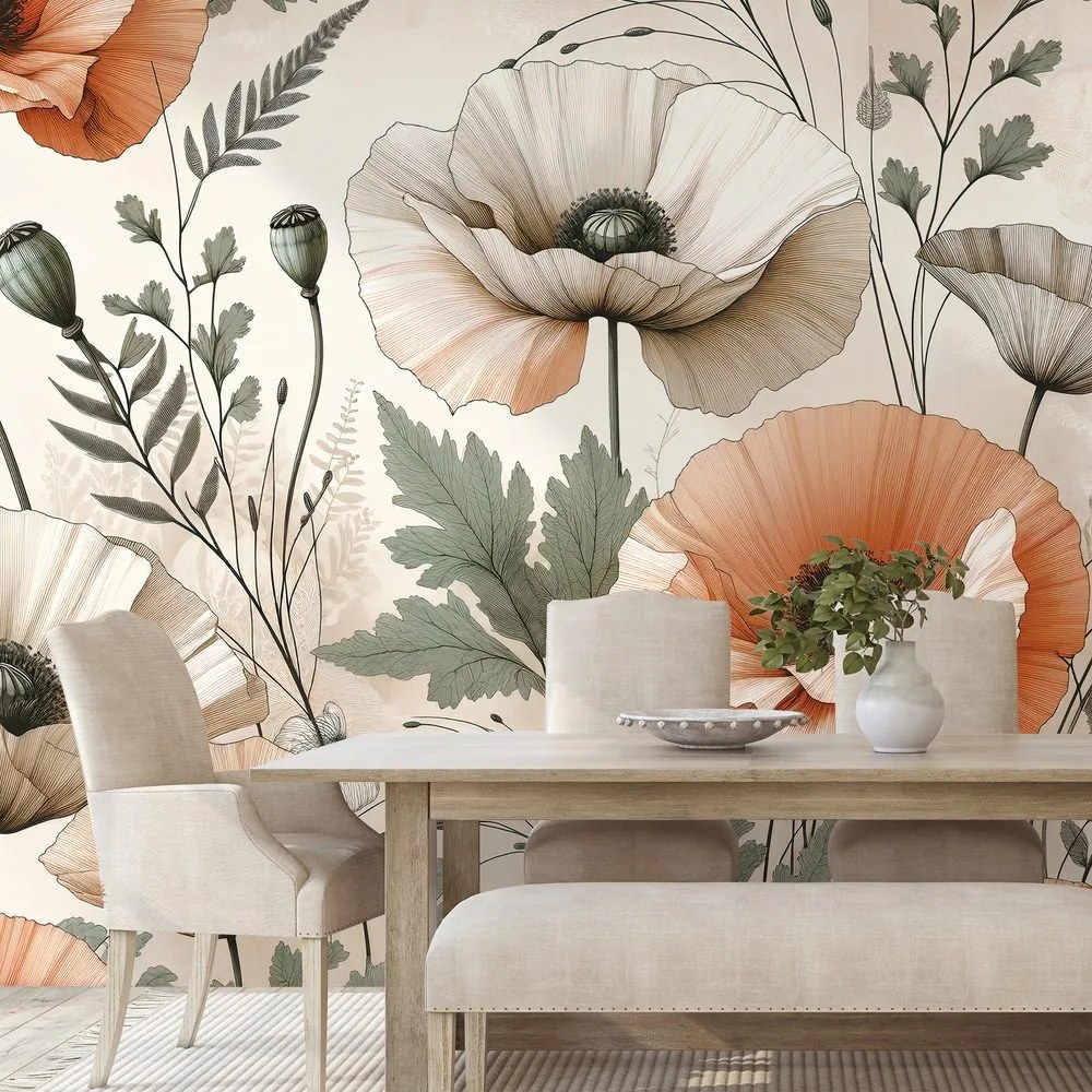 Tapeta pastelové makové kvety