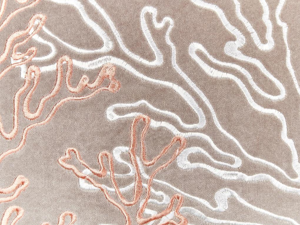 Sada 2 zamatových vankúšov s koralovým vzorom 45 x 45 cm sivobéžová MAZZAELLA Beliani