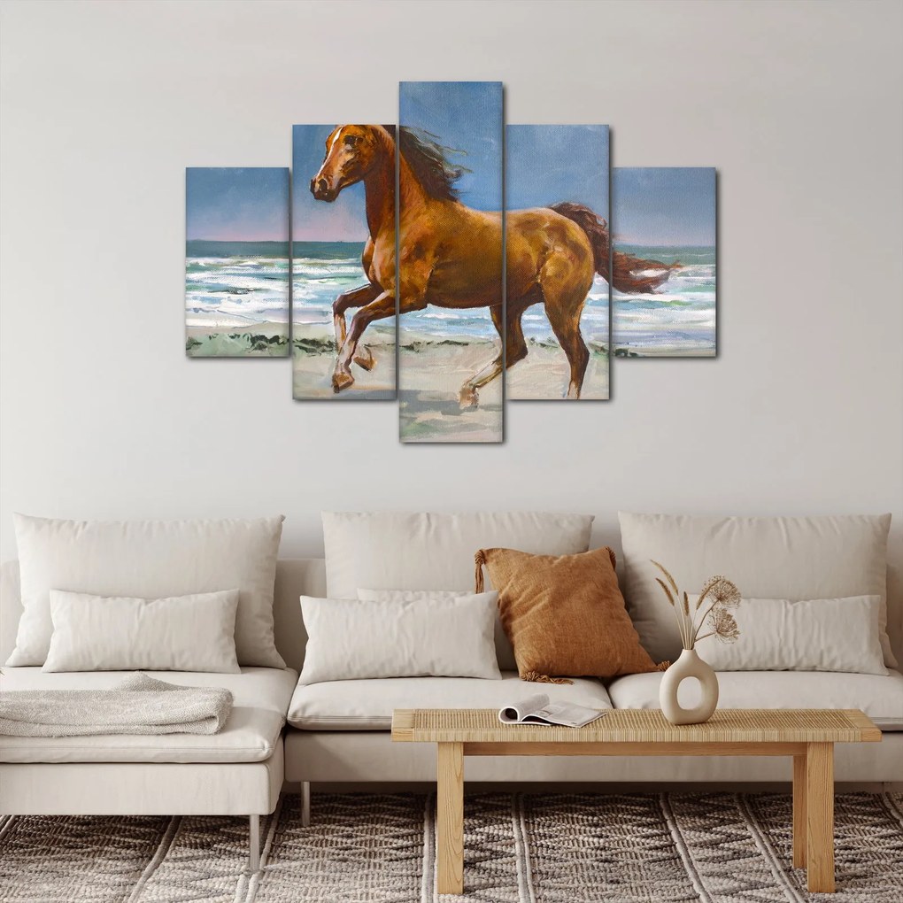 Obraz koňa na pláži (150x105 cm)