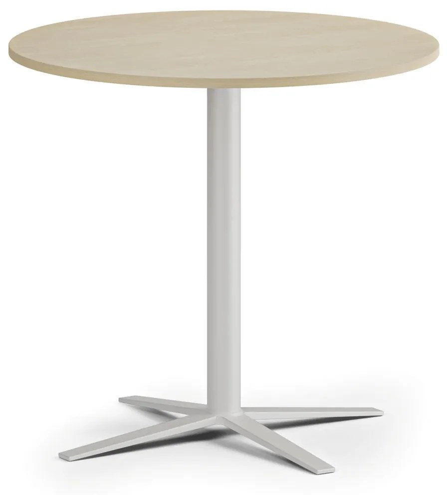 Konferenčný stolík AURA, priemer 80 cm, biela podnož, breza
