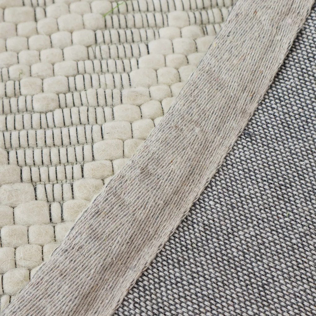 Asra, Kusový ručne tkaný koberec Woolen 5 White, 150x240, biela, obývacia izba