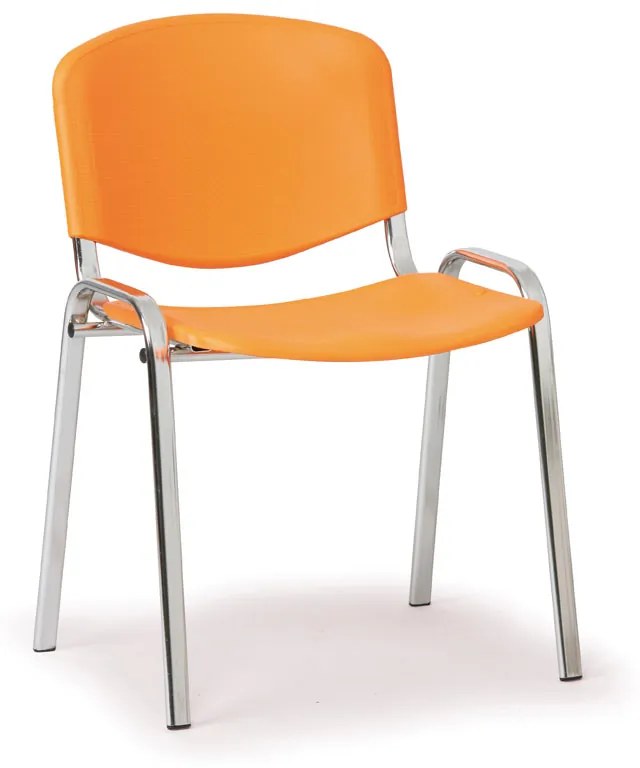 Plastová stolička ISO, oranžová, konštrukcia chrómovaná