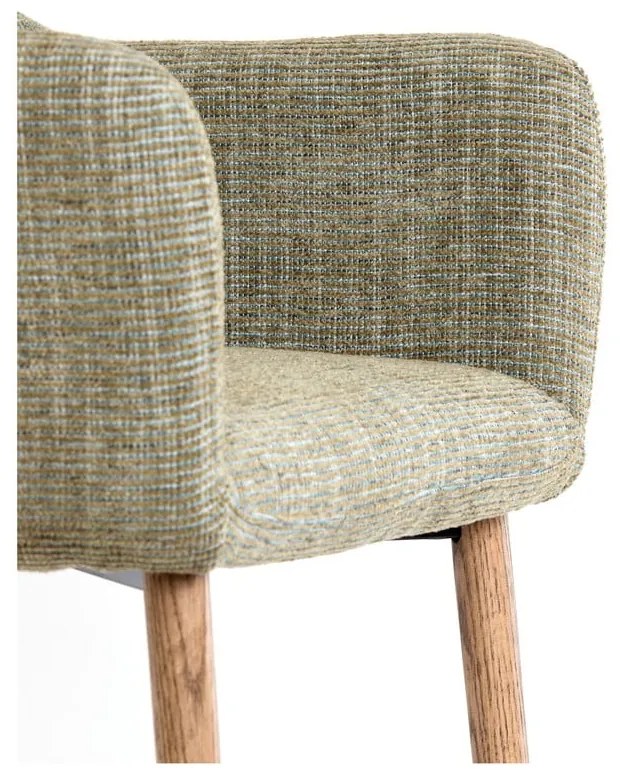 Svetlozelené čalúnené jedálenské kreslá v súprave s podrúčkami 2 ks Blaine – Light &amp; Living