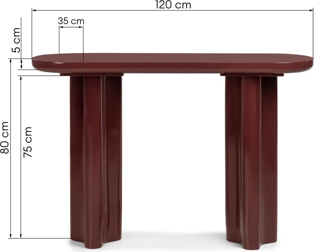 Konzolový stolík Jalo 120 cm vínovo-hnedý