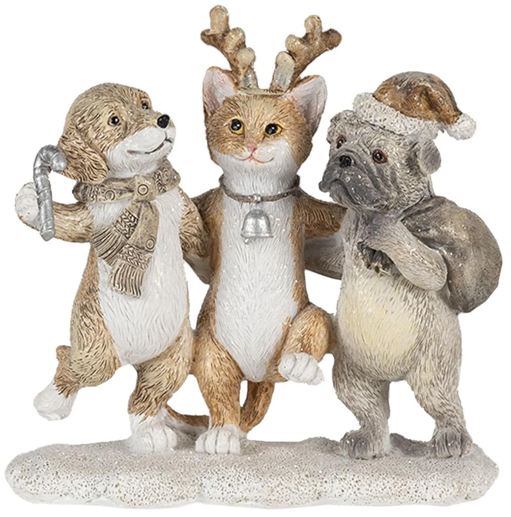 Vianočné dekoratívne soška mačky a psíkov - 13 * 5 * 12 cm