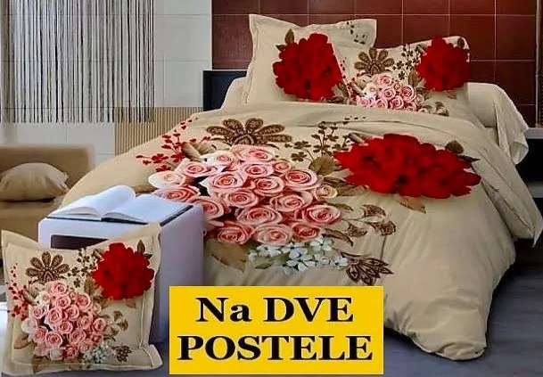 Obliečky Ruže Bavlna 2x70x90 2x140x200 cm