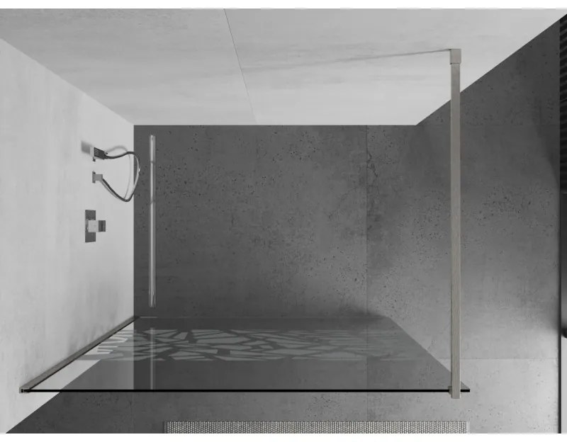 Mexen Kioto, sprchová zástena Walk-In 80 x 200 cm, 8mm číre sklo biely vzor, brúsená oceľ profil, 800-080-101-97-85