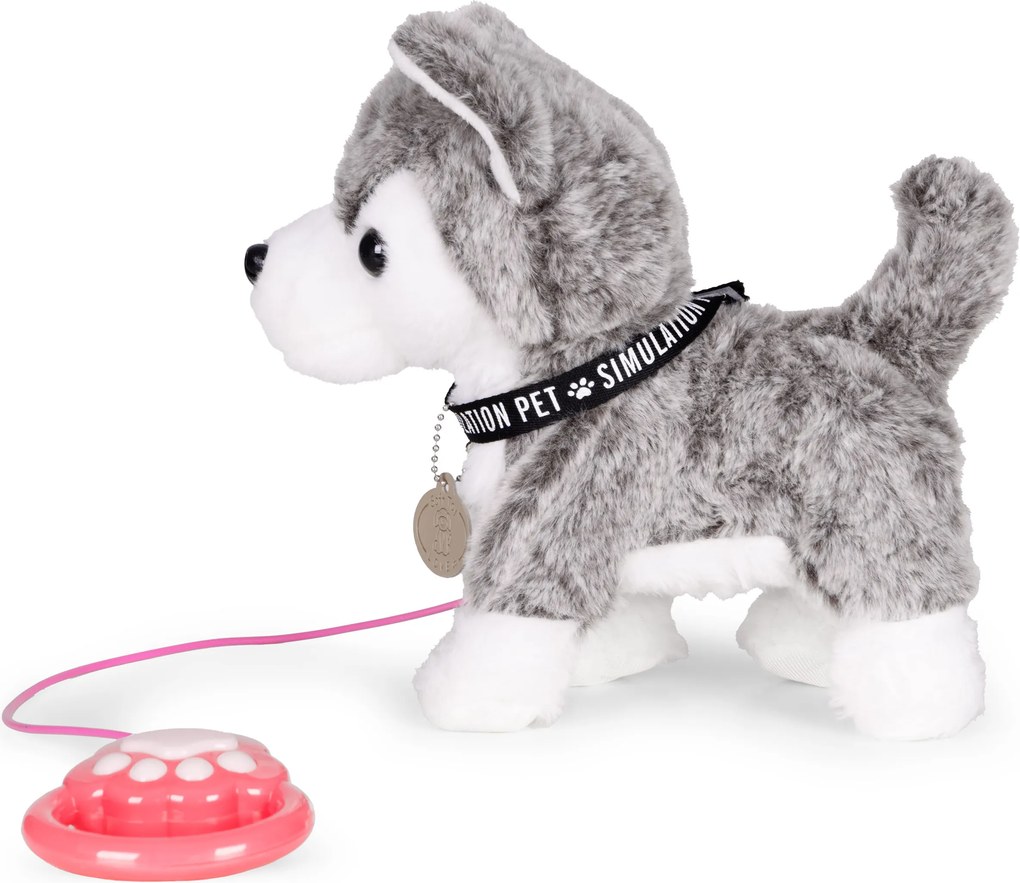 MULTISTORE Interaktívny husky na vôdzke – plyšový psík, chodí, vrtí chvostom, 20+ melódií