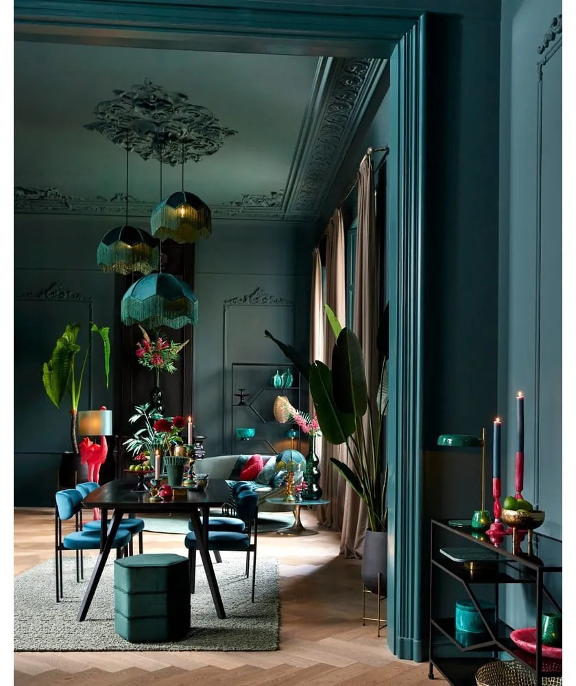 Závesné svietidlo v petrolejovej farbe s textilným tienidlom ø 40 cm Malacia – Light &amp; Living