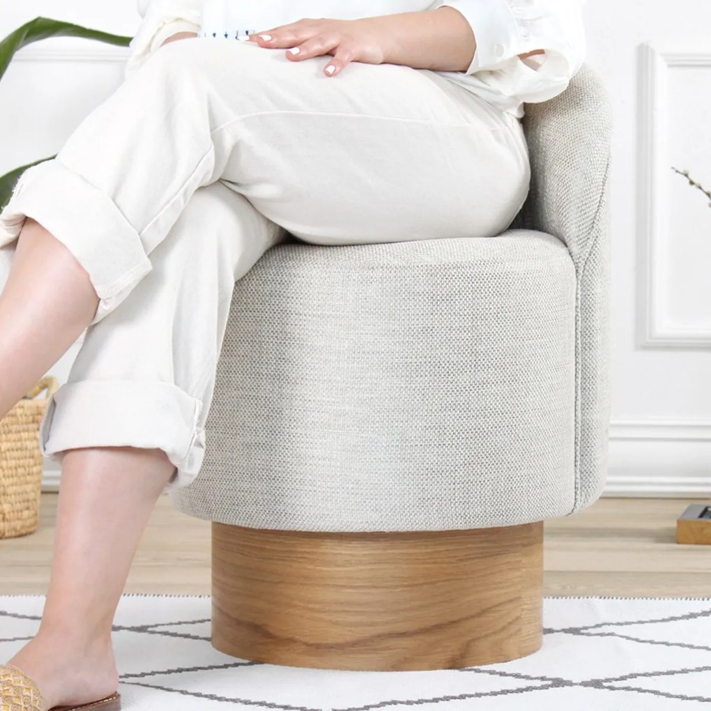 Taburet Barren Puf Light Grey