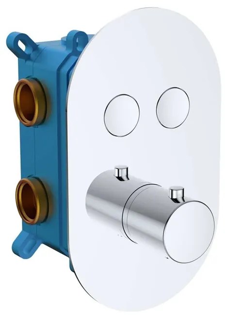 Mereo, Vaňový set s termostatickou podomietkovou tlačidlovou batériou - 2-cestná + sprchový set, MER-CB60106TB5
