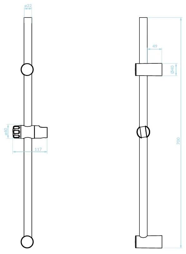 Kuchinox Cento, sprchový stĺp 70 cm, čierna matná, LAV-NKC_701D