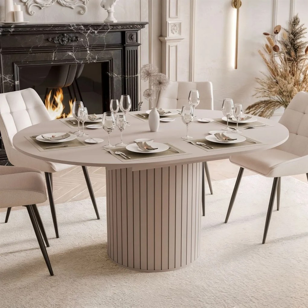 ROZKLADACÍ OKRÚHLY JEDÁLENSKÝ STÔL LANDRY KAŠMÍR 120 - 160 cm