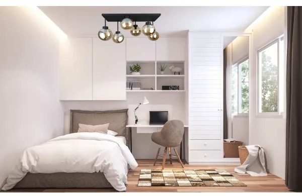 Prisadený luster DEA 6xE14/60W/230V čierna/dymová béžová