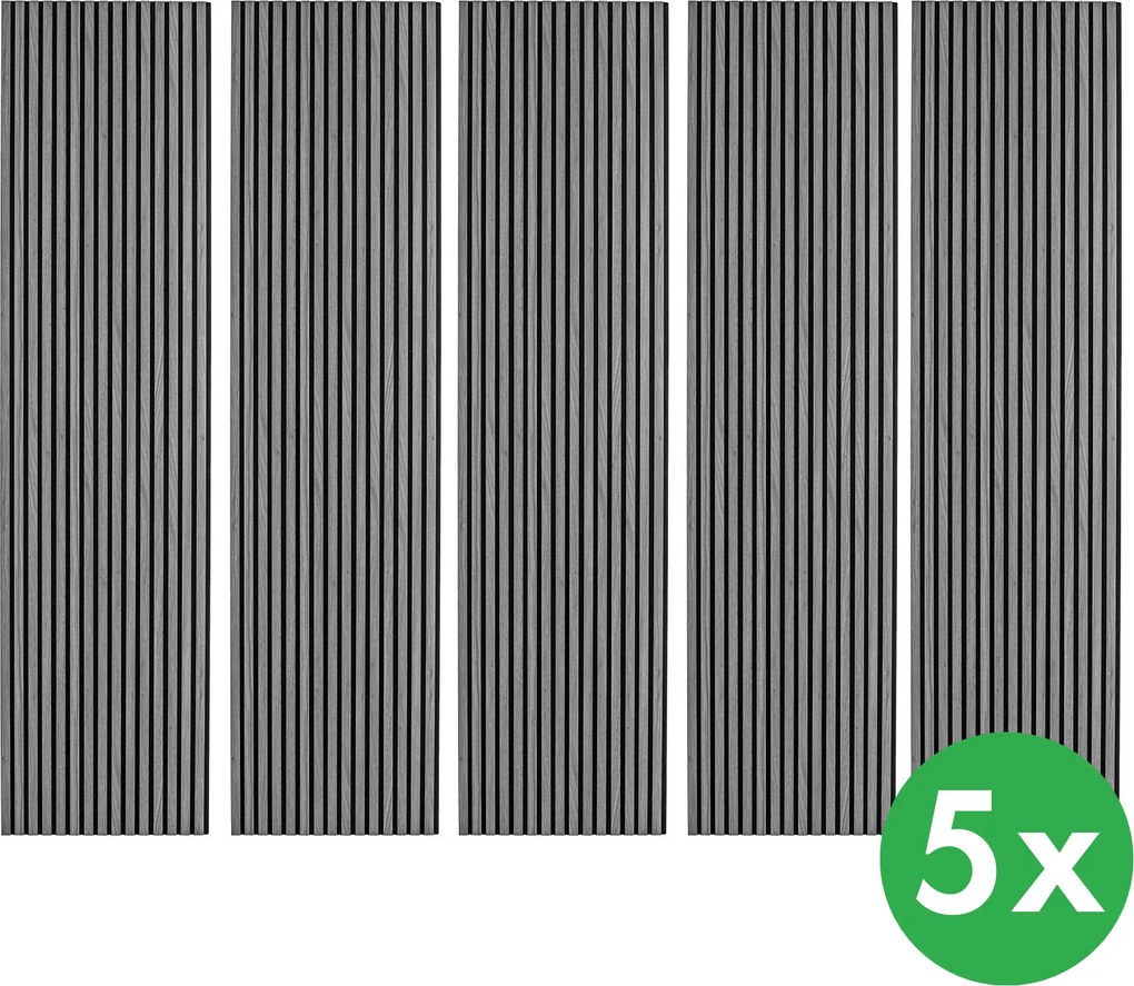 Drevený akustický panel, 2400 x 600 mm, B2BP009, balenie 5 ks, dub grafitový