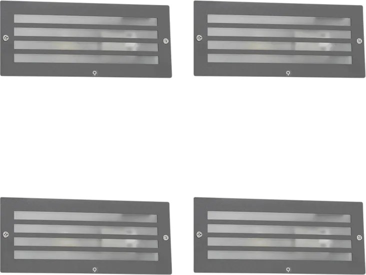 Sada 4 moderných zapustených svetiel tmavosivá IP44 - Hurricane