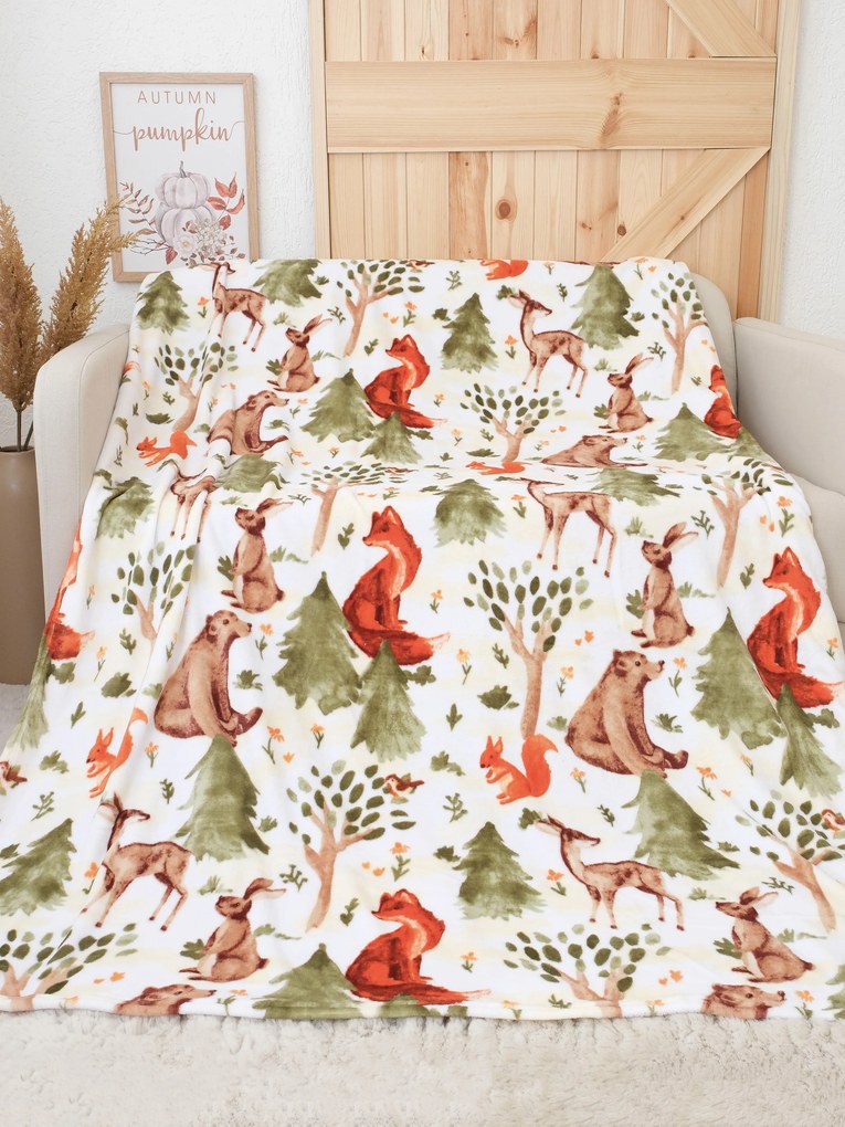 Deka mikroplyš Exclusive 150 × 200 cm – Lesné zvieratká