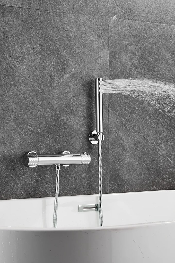 Gamma Gamma, nástenná sprchová termostatická batéria s ručnou sprchovou súpravou, chrómová, GMA-BRYPNT-CH
