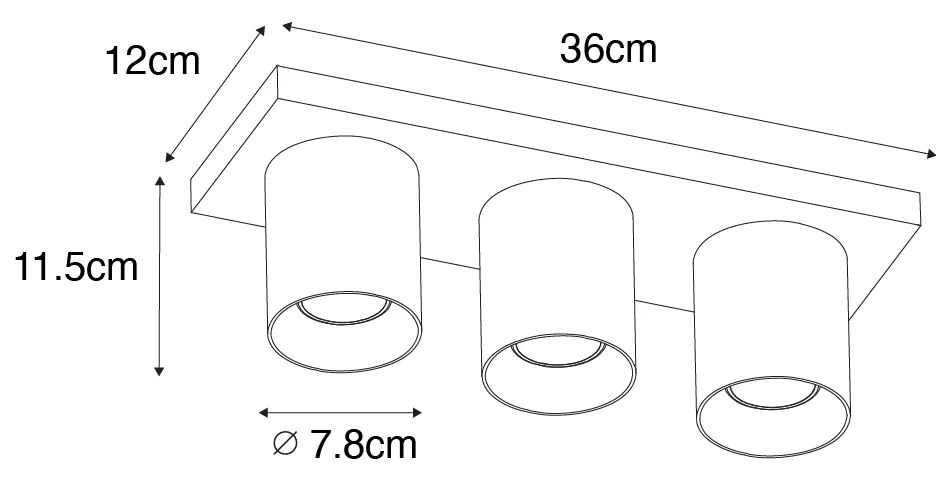 Moderné stropné bodové svetlo biele 3-svetlo - Tubo