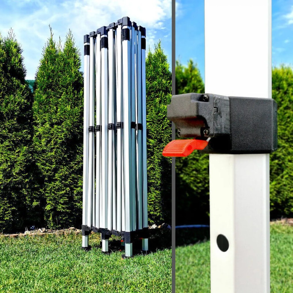 BRIMO Rozkladací altánok 3x6 m - s 3 stenami - Biela 7