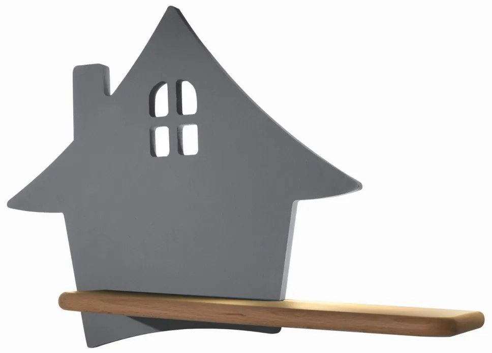 LED Detské nástenné svietidlo s poličkou HOUSE LED/4W/230V šedá/drevo