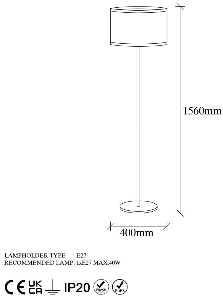 Stojacia lampa Way retro zlatá/béžová