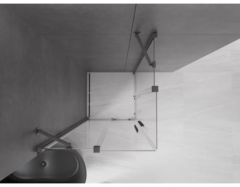 Mexen Velar Duo, sprchový kút s posuvnými dverami 80(dvere) x 80(dvere) cm, 8mm číre sklo, grafitový profil, 871-080-080-02-66