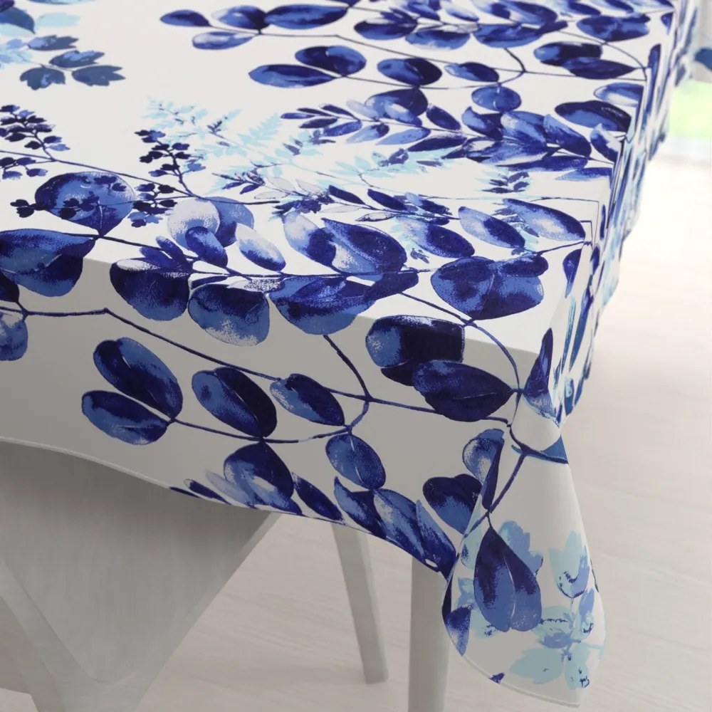 Biante Bavlnený obdĺžnikový obrus Sandra SA-605 Modrý eukalyptus na bielom 120x140 cm