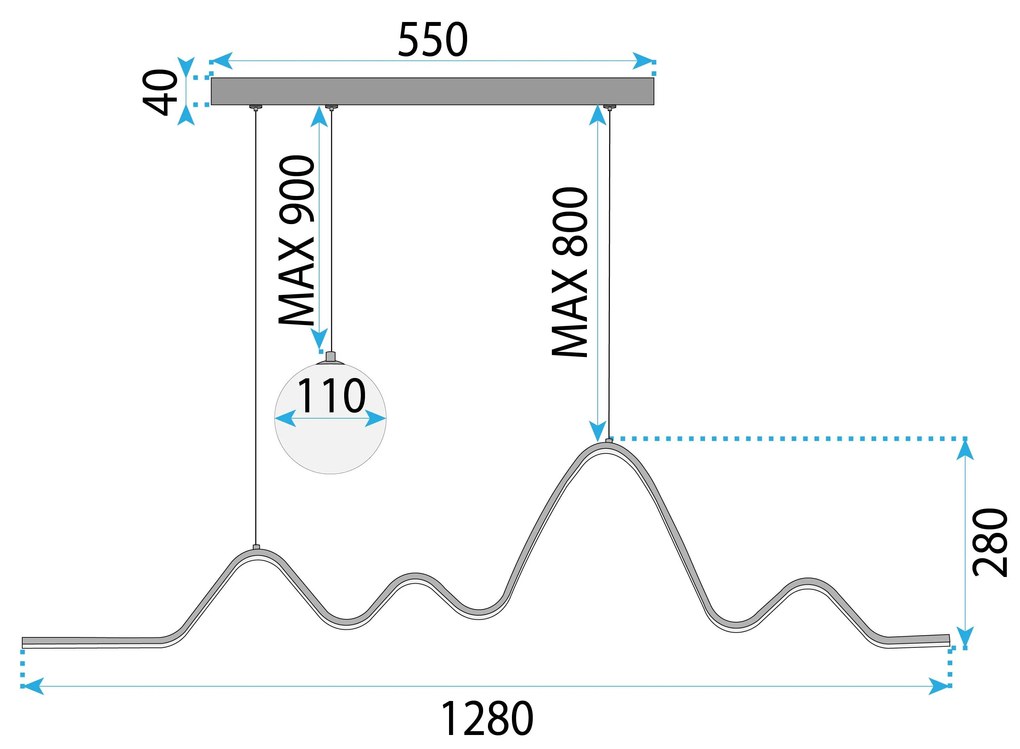 Toolight Toolight, LED závesné osvetlenie 120cm, 36W, 3000K, LHJ034-CP, zlatá matná, OSW-60021