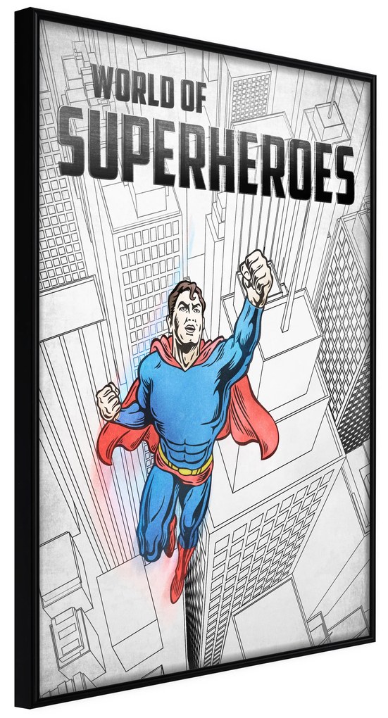 Artgeist Plagát - World of Superheroes [Poster] Veľkosť: 40x60, Verzia: Zlatý rám