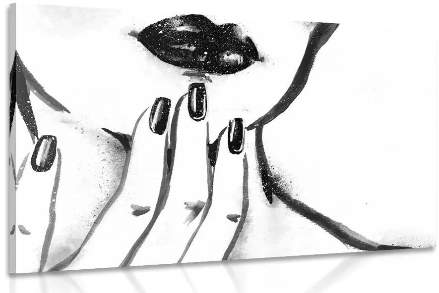 Obraz akvarelový portrét ženy v čiernobielom prevedení Varianta: 120x80