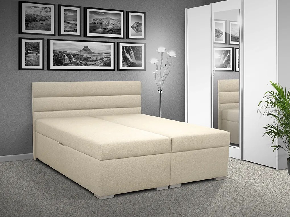Čalúnená posteľ s úložným priestorom Bolero 160 Typ farebného prevedenia: Savana krém 01, Typ čela: A