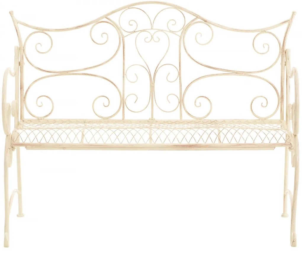 Rustikálna kovová lavička Tar - Krémová antik