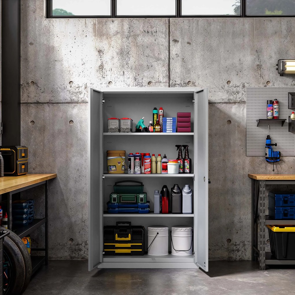 Kovová modulárna multifunkčná skriňa na podstavci sivá MEGAN 1600 x 900 x 400 mm