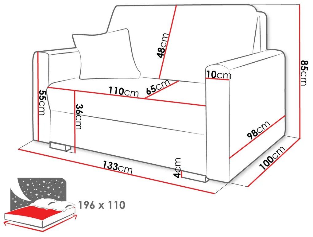 Dvojmiestna rozkladacia pohovka PENN 1 - smotanová