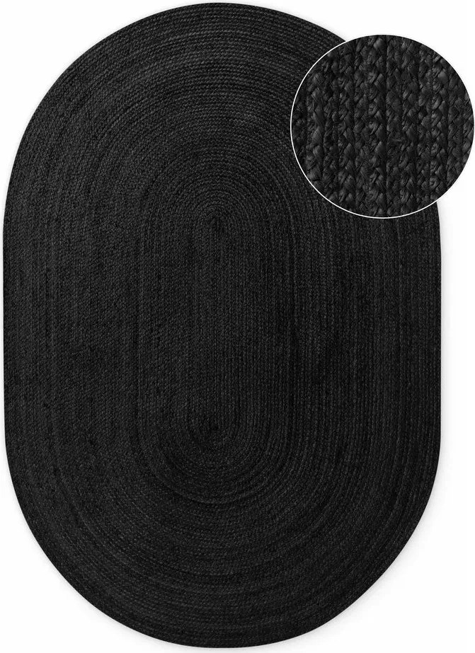 Čierny obojstranný/ručne tkaný jutový koberec 160x230 cm Braided – Hanse Home